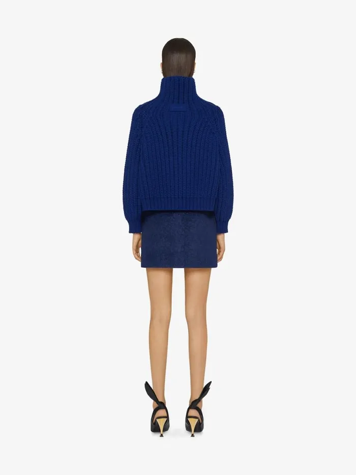 Sweater In Waffle Wool Saphir Blue Women Givenchy Sweaters