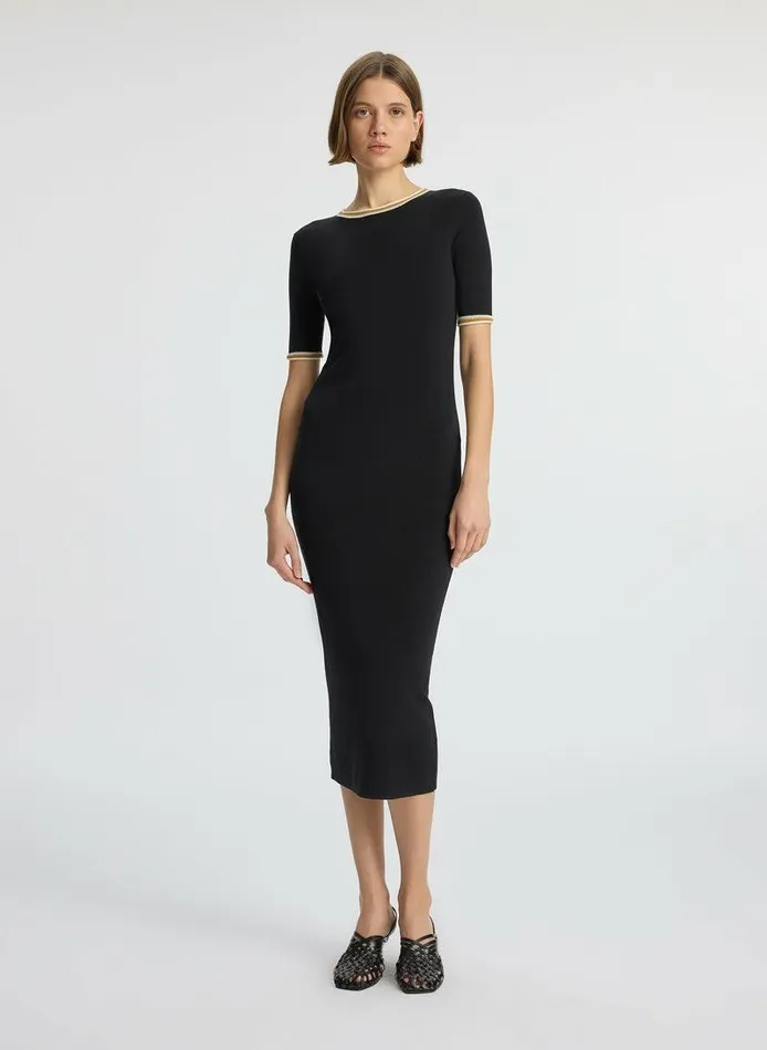 Sweaters Women ALC Nelly Contrast Trim Knit Dress Black Sweaters Women ALC Nelly Contrast Trim Knit Dress Black