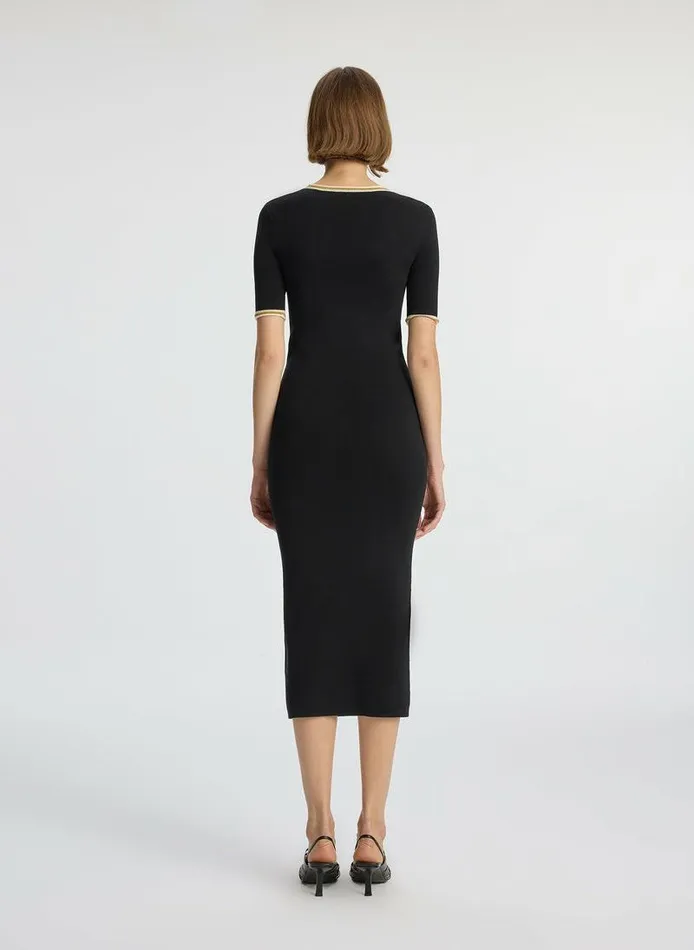 Sweaters Women ALC Nelly Contrast Trim Knit Dress Black Sweaters Women ALC Nelly Contrast Trim Knit Dress Black