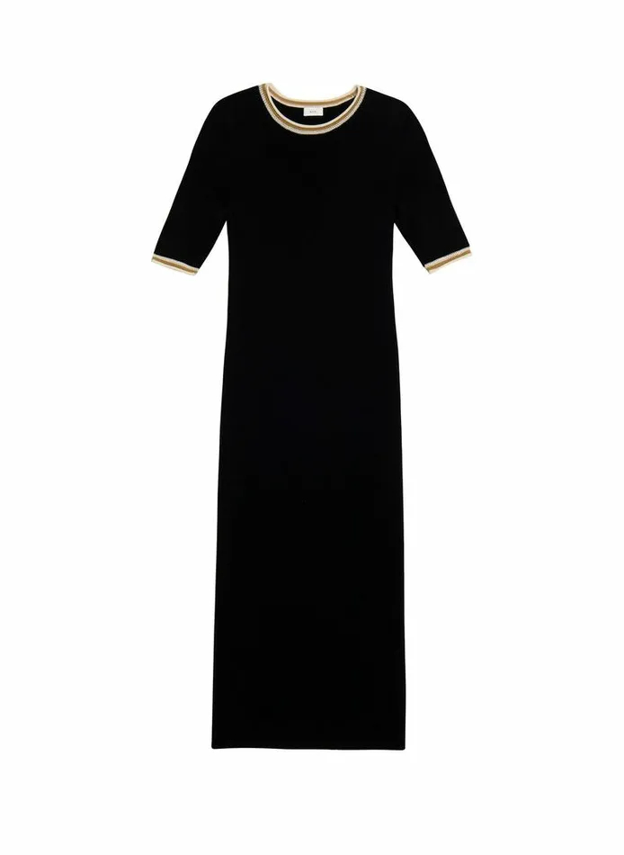 Sweaters Women ALC Nelly Contrast Trim Knit Dress Black Sweaters Women ALC Nelly Contrast Trim Knit Dress Black
