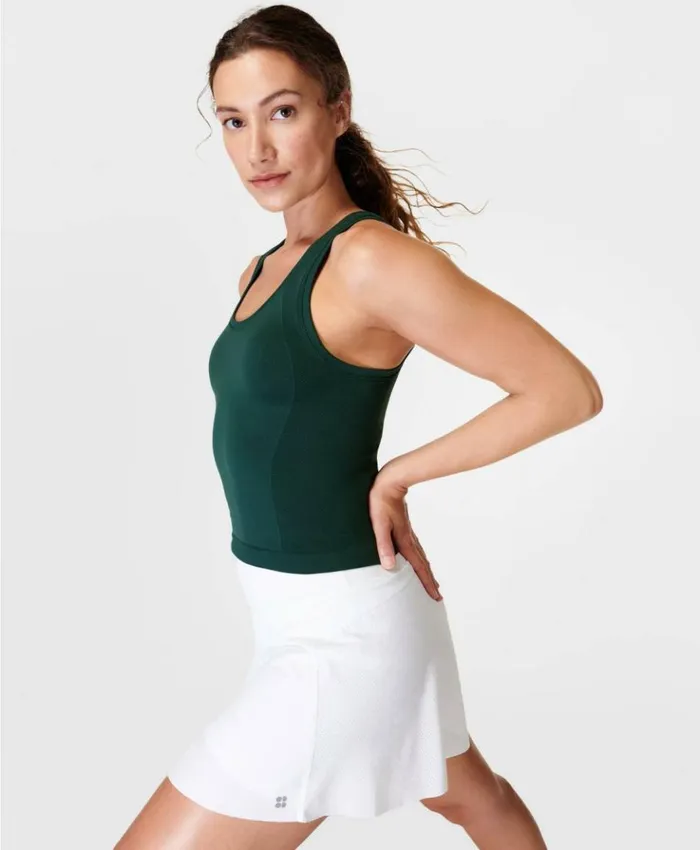 Sweaty Betty Athlete Crop Seamless Gym Tank Trek Green Clothing Tank Tops