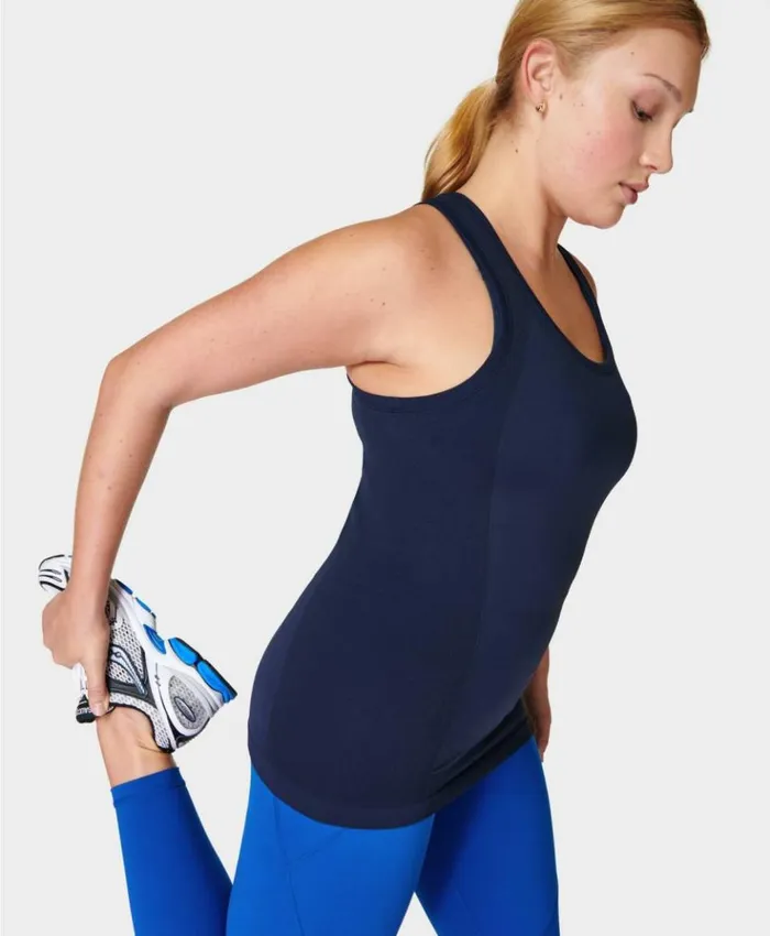 Sweaty Betty Athlete Seamless Gym Tank Navy Blue Clothing Tank Tops