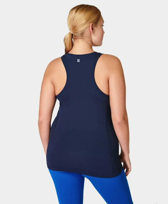 Sweaty Betty Athlete Seamless Gym Tank Navy Blue Clothing Tank Tops