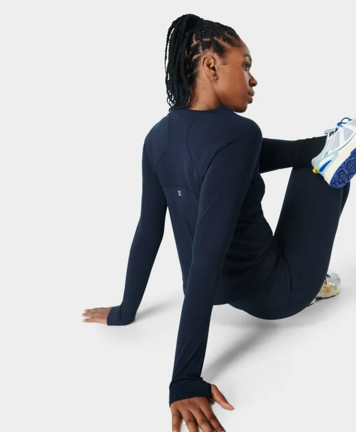 Sweaty Betty Breathe Easy Long Sleeve Top Navy Blue Clothing Long Sleeve Tops