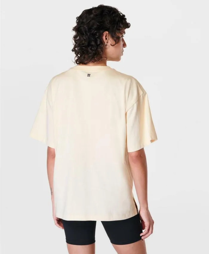 Sweaty Betty Embrace The Pace Graphic Tee Creme Beige Clothing TShirts