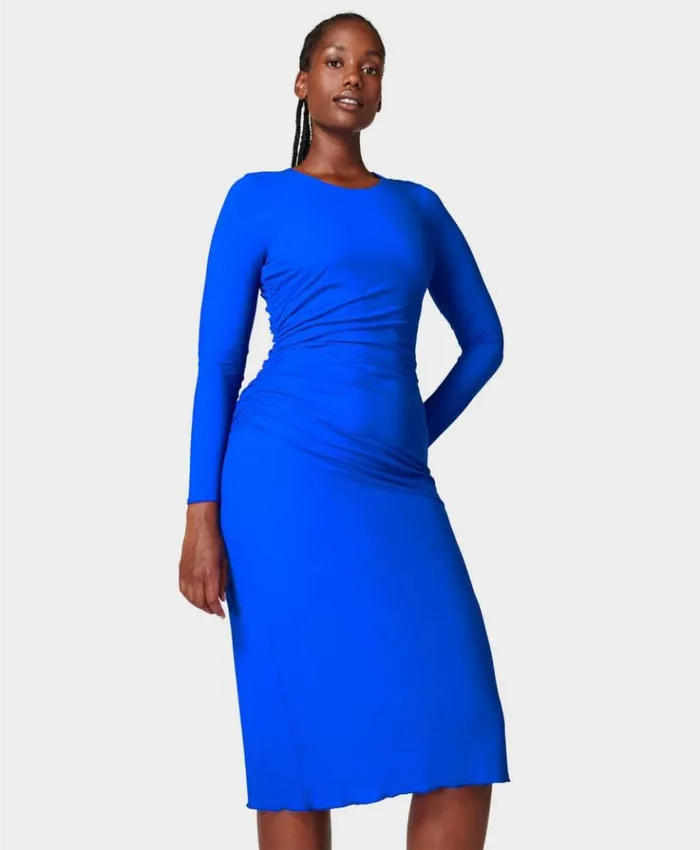 Sweaty Betty Explorer Sculpt Ruched Dress Electric Blue Clothing