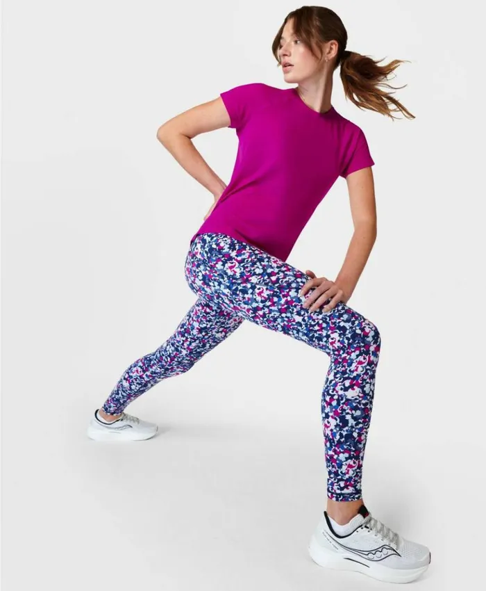 Sweaty Betty Power Workout Leggings Magenta Purple Dab Print Clothing Full Length