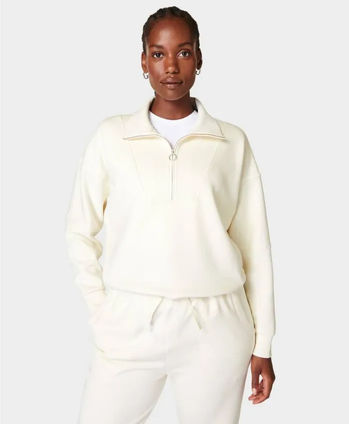 Sweaty Betty Sand Wash Funnel Neck Half Zip Studio White Clothing Sweatshirts Hoodies Sweaty Betty Sand Wash Funnel Neck Half Zip Studio White Clothing Sweatshirts Hoodies