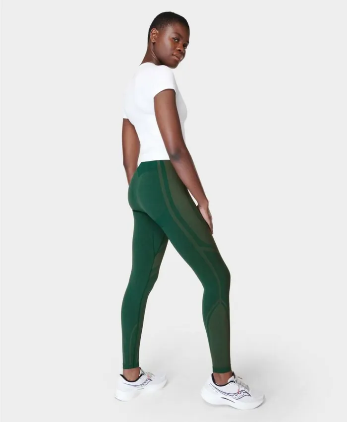 Sweaty Betty Silhouette Sculpt Seamless Workout Leggings Retro Green Clothing Full Length