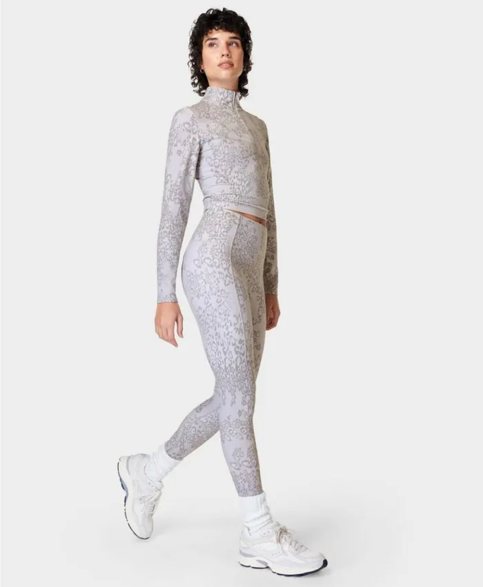 Sweaty Betty Super Soft 78 Yoga Leggings Grey Smokey Leopard Print Clothing 78 Length