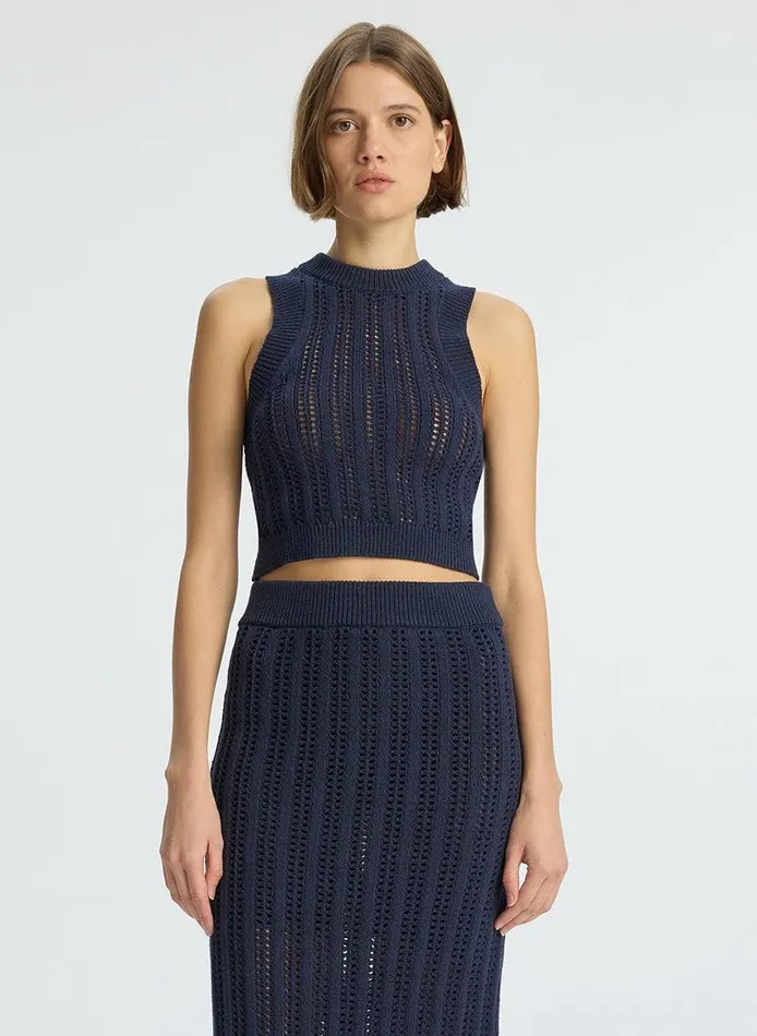 Swim Women ALC Jade Cropped Crochet Tank Navy