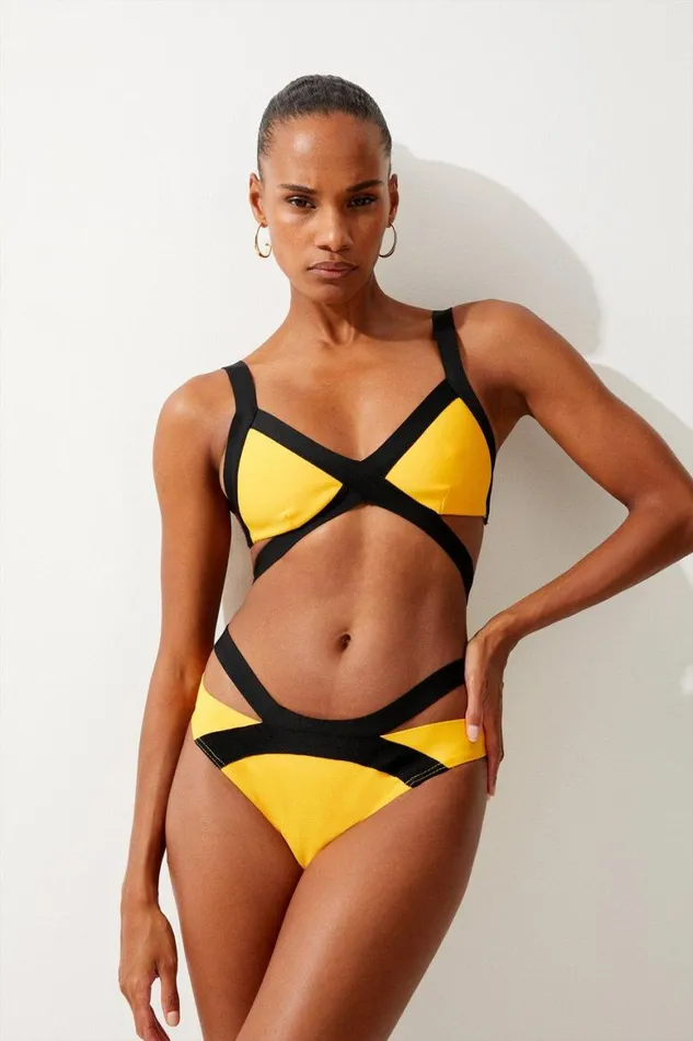 Swimwear Women Karen Millen Bandage Colour Block Strappy Bikini Bottoms Yellow Swimwear Women Karen Millen Bandage Colour Block Strappy Bikini Bottoms Yellow
