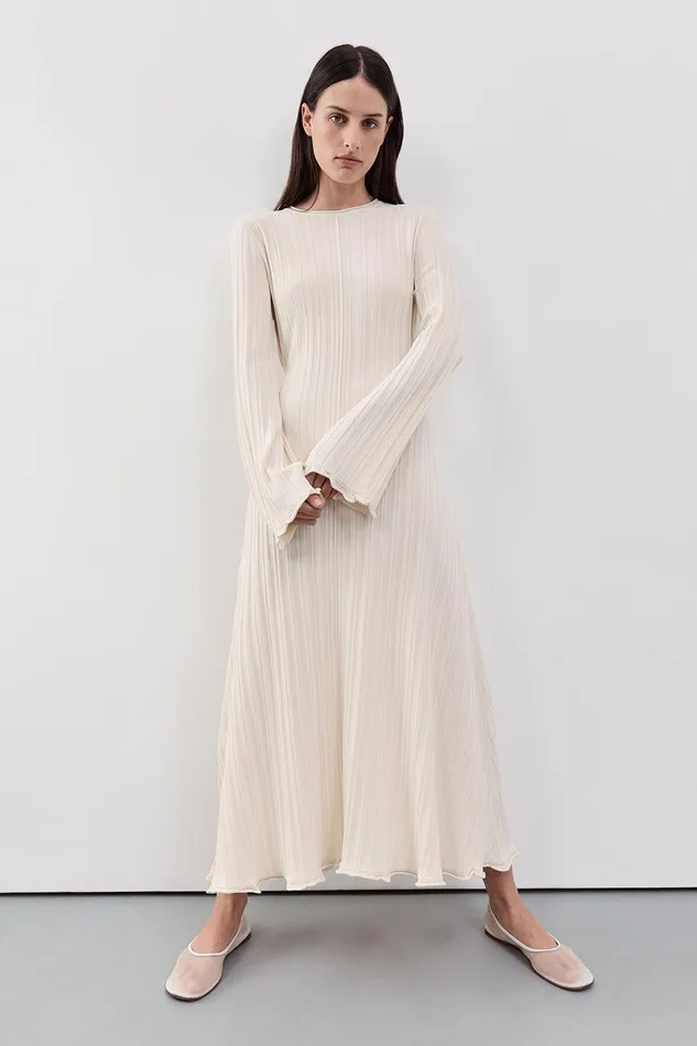 SYLVIA CREAM KNIT MIDI DRESS Women DISSH Long Sleeve Dresses
