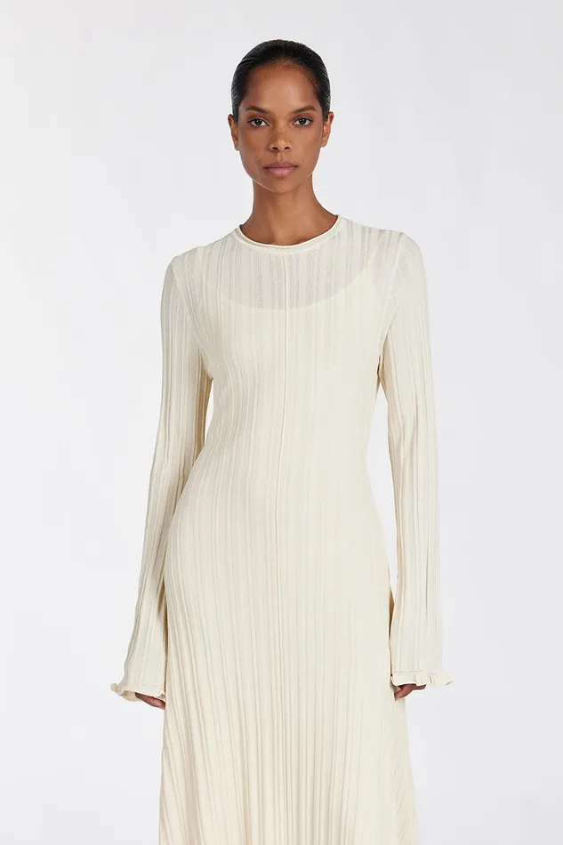 SYLVIA CREAM KNIT MIDI DRESS Women DISSH Long Sleeve Dresses