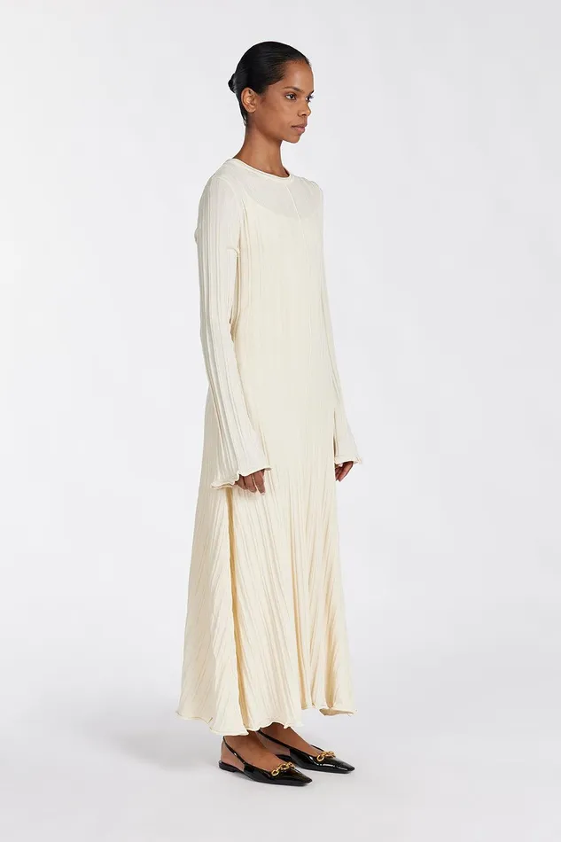 SYLVIA CREAM KNIT MIDI DRESS Women DISSH Long Sleeve Dresses