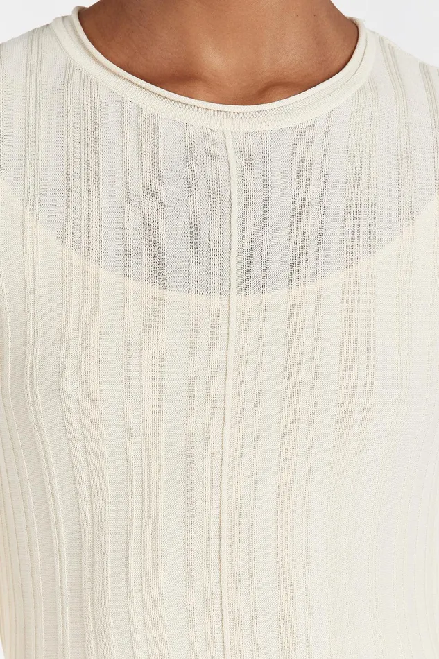 SYLVIA CREAM KNIT MIDI DRESS Women DISSH Long Sleeve Dresses