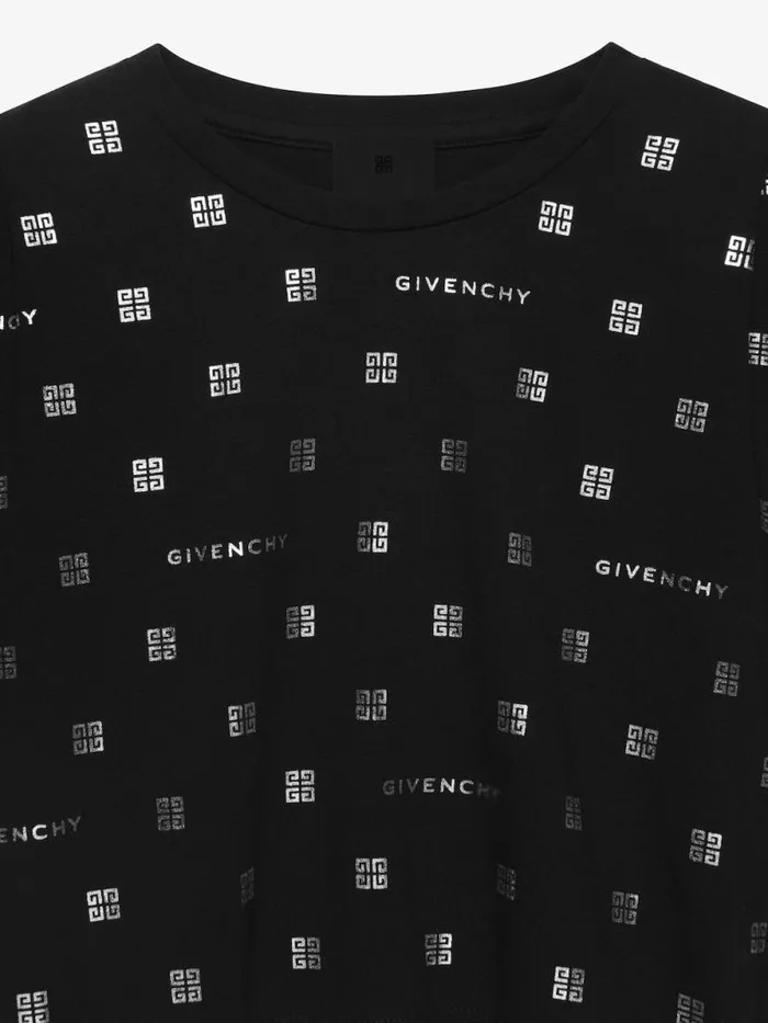 TShirt In 4g Cotton Blacksilvery Kids Givenchy