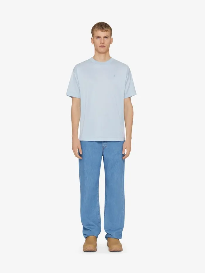 TShirt In Mercerized Cotton With 4g Detail Sky Blue Men Givenchy TShirts