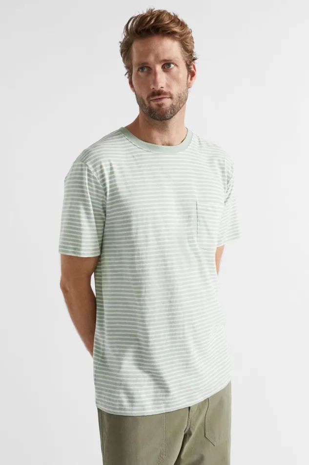 TShirts and Sweaters Man Seed Heritage Summer Pocket Tee Dusty Mint Stripe