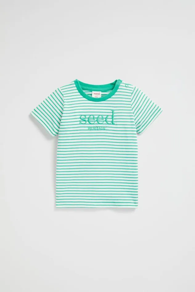 TShirts and Tops Baby Seed Heritage Core Logo Tee Jade Green Stripe