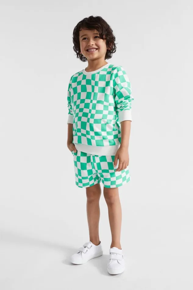 TShirts and Tops Boy Seed Heritage Checkerboard Sweat Jade Green