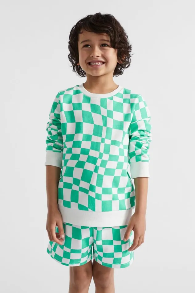 TShirts and Tops Boy Seed Heritage Checkerboard Sweat Jade Green