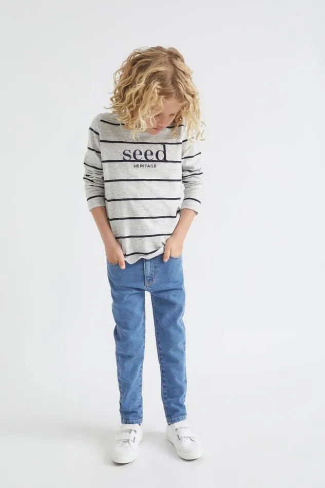 TShirts and Tops Boy Seed Heritage Core Logo Rugby Tee Cloudy Marle Stripe