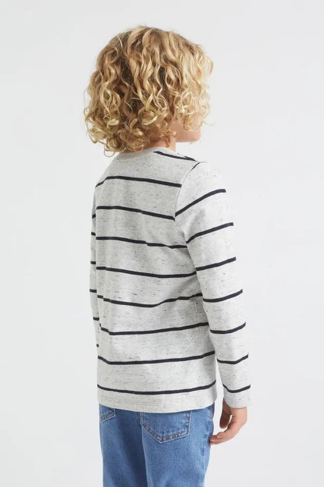 TShirts and Tops Boy Seed Heritage Core Logo Rugby Tee Cloudy Marle Stripe