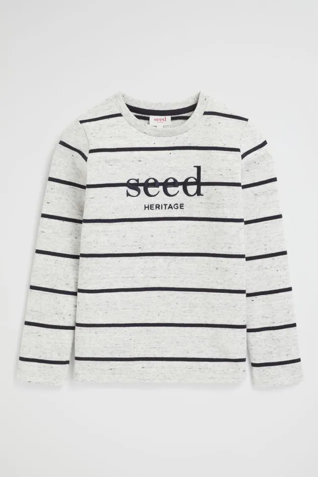 TShirts and Tops Boy Seed Heritage Core Logo Rugby Tee Cloudy Marle Stripe
