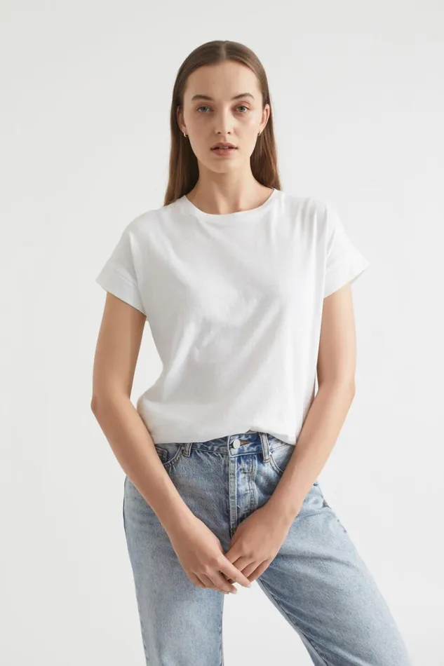 TShirts and Tops Woman Seed Heritage Core Longline Tee Whisper White