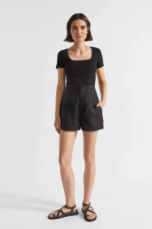 TShirts and Tops Woman Seed Heritage Square Neck Rib Tee Black