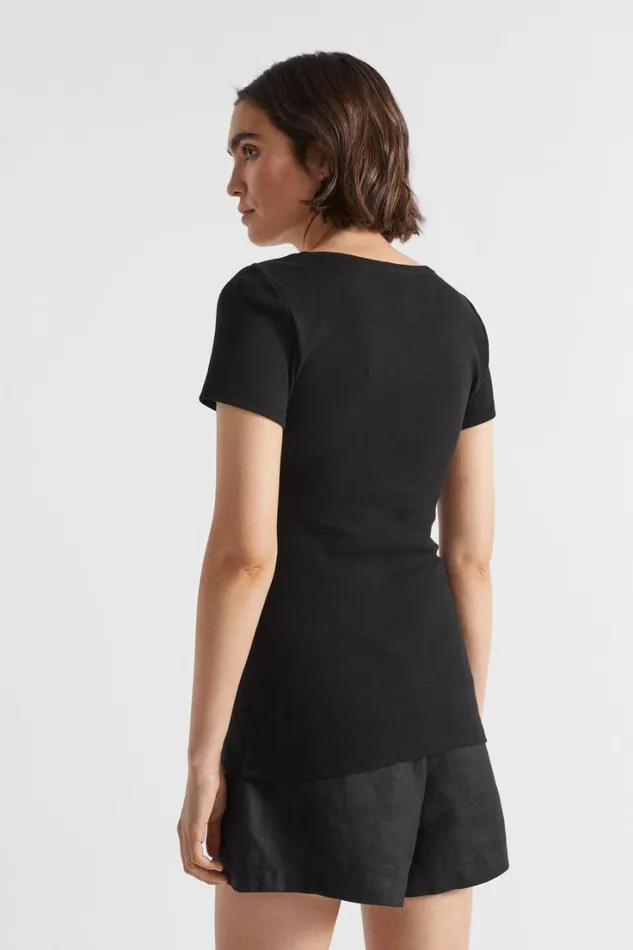 TShirts and Tops Woman Seed Heritage Square Neck Rib Tee Black