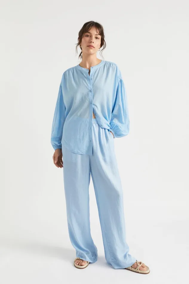TShirts and Tops Woman Seed Heritage Voile Gathered Shirt Bluebell