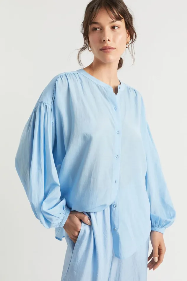 TShirts and Tops Woman Seed Heritage Voile Gathered Shirt Bluebell