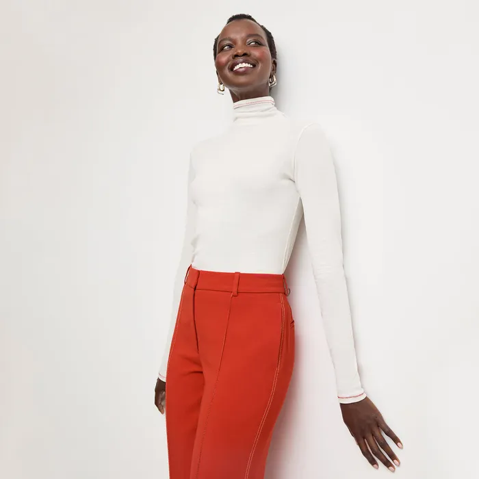 TShirts Women M M LaFleur The Axam Layering Turtleneck 8211 Contrast Organic Ribbed Pima Cotton IvoryRed TShirts Women M M LaFleur The Axam Layering Turtleneck 8211 Contrast Organic Ribbed Pima Cotton IvoryRed