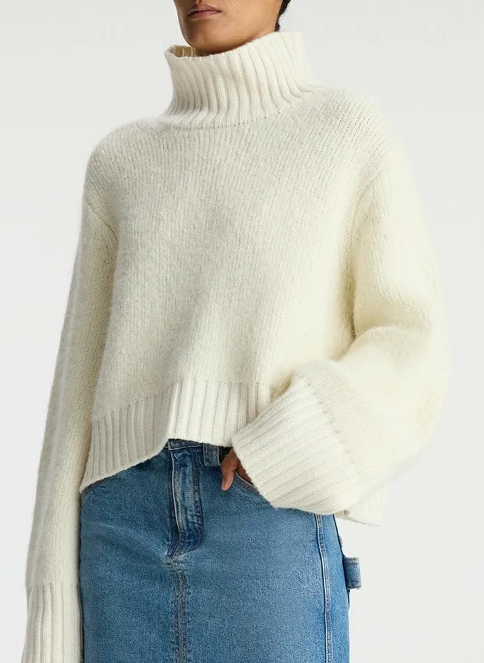 Tees and Tanks Women ALC Theo Wool Turtleneck Sweater White Tees and Tanks Women ALC Theo Wool Turtleneck Sweater White
