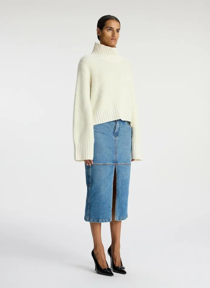 Tees and Tanks Women ALC Theo Wool Turtleneck Sweater White Tees and Tanks Women ALC Theo Wool Turtleneck Sweater White