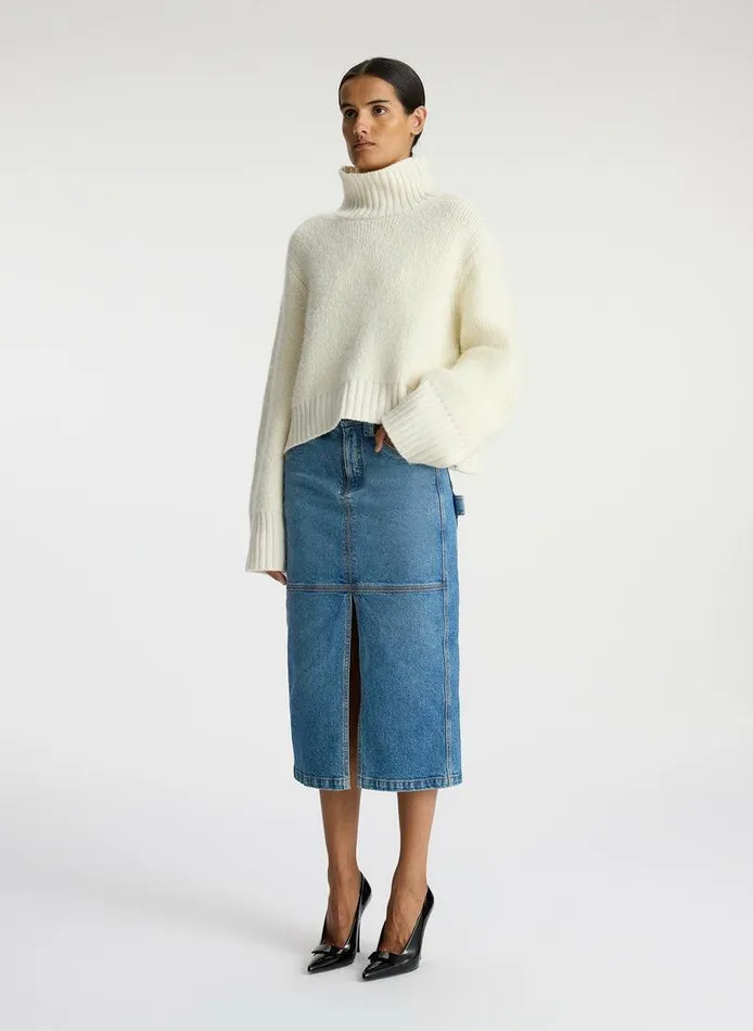 Tees and Tanks Women ALC Theo Wool Turtleneck Sweater White Tees and Tanks Women ALC Theo Wool Turtleneck Sweater White