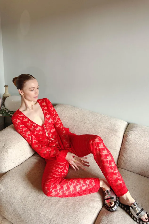 Thalia Pants 8211 Fiery Red Women Cras Trousers