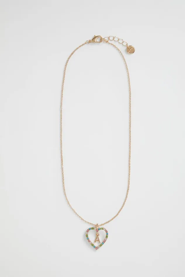 The AZ Of Initials Girl Seed Heritage Rainbow Heart Initial Necklace A