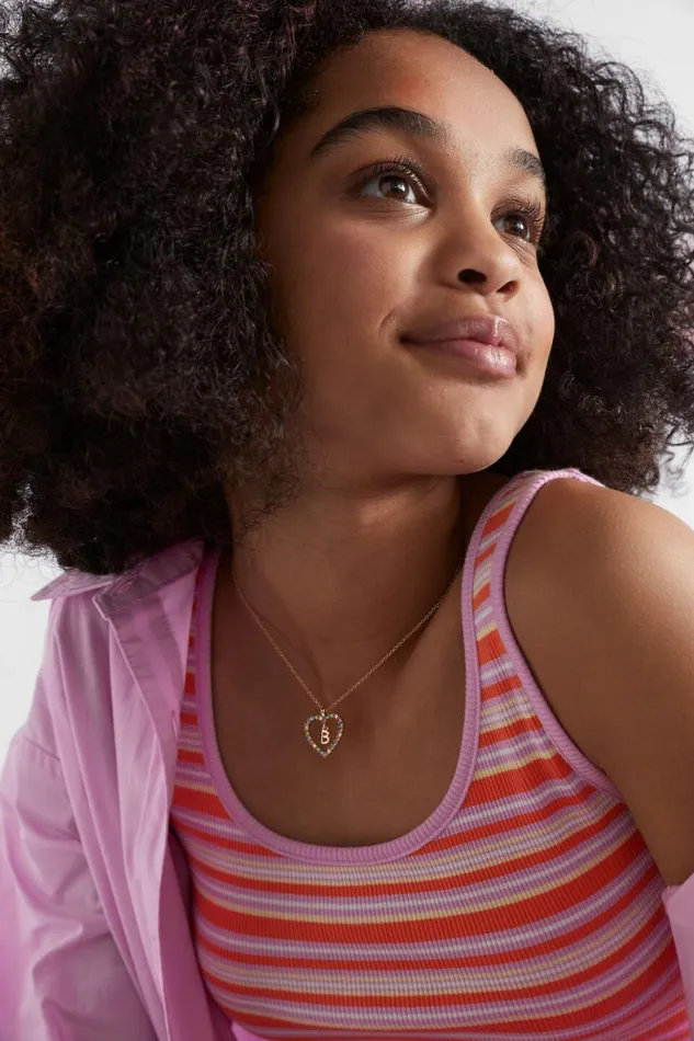The AZ Of Initials Girl Seed Heritage Rainbow Heart Initial Necklace A