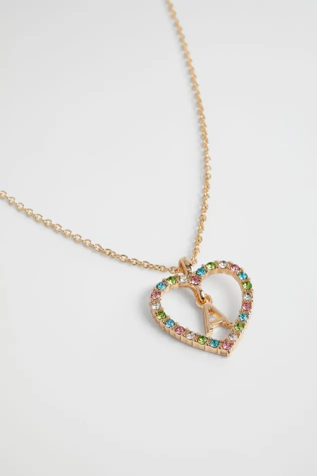The AZ Of Initials Girl Seed Heritage Rainbow Heart Initial Necklace A
