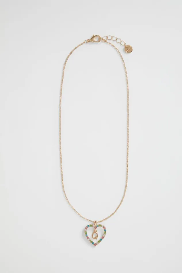 The AZ Of Initials Girl Seed Heritage Rainbow Heart Initial Necklace Q