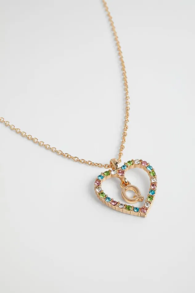 The AZ Of Initials Girl Seed Heritage Rainbow Heart Initial Necklace Q