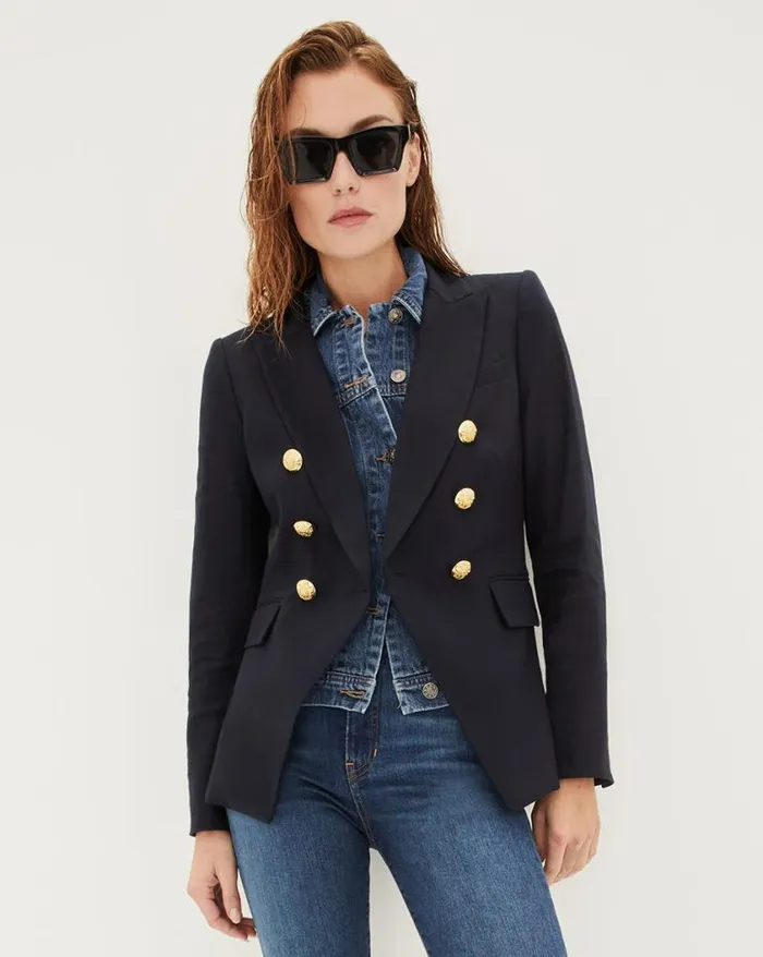 The Miller Jacket Jackets Veronica Beard Miller Linen Dickey Jacket Slate Dickey Set Navydenimblue