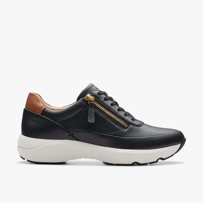 Tivoli Zip Black Leather Women Clarks Sneakers