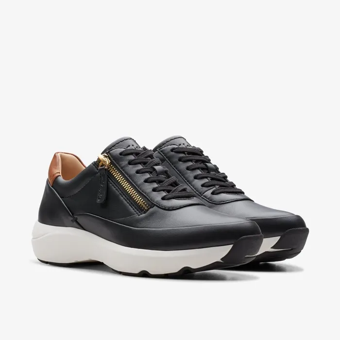 Tivoli Zip Black Leather Women Clarks Sneakers