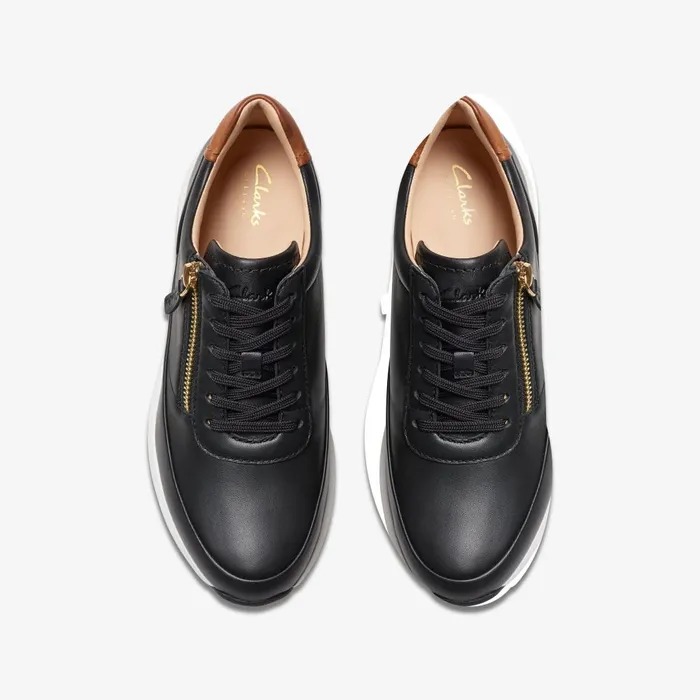 Tivoli Zip Black Leather Women Clarks Sneakers