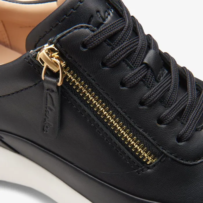 Tivoli Zip Black Leather Women Clarks Sneakers