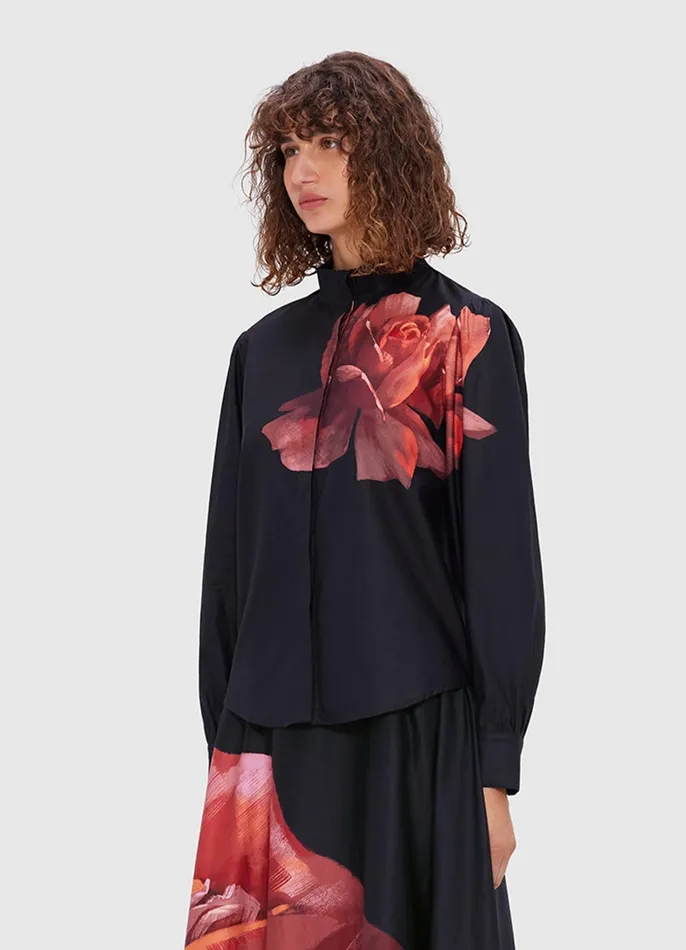 Tops and Shirts Women LEO LIN Alma Blouse 8211 Rose Print